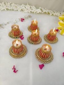 Portavelas Matki Diya Hecho a Mano |   Portavelas Decorativos Indios para Velas de Té |   Recuerdo de Boda y Regalo de Inauguración de Casa, Navidad, 4 Pulgadas - Product Image 4