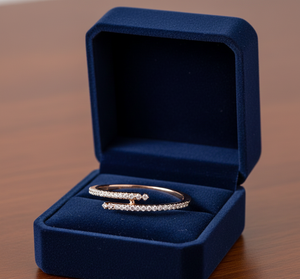 แหวนเพชรสองแถวสีโรสโกลด์แบบกำหนดเองสำหรับงานแต่งงานและงานหมั้น - Product Image 6