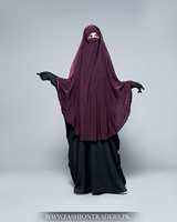 Khimar Modeste de Haute Qualité pour Usage Quotidien, Chador, Voile Hijab Une Couche, Bourgogne, Polyester, Fait Main, Séchage Rapide, Respirant, Musulman