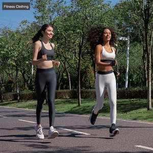 Ensemble de yoga pour femme, prix bas, bonne qualité, logo sur le devant, 100% coton, taille élastique, respirant, léger, écologique, 2 pièces - Product Image 5