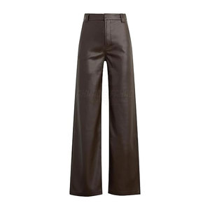 Pantalon en cuir pour femme, hiver, taille mi-haute, coupe droite, ajustement régulier, écologique, coupe-vent, respirant, confortable, longueur totale, bon - Product Image 6