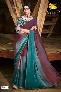 Vente chaude Fantaisie Tendance Dernier Designer Indien Traditionnel 3D Velours En Mousseline De Soie Saree Blouse Avec Sarowski Travail Femmes Mode - Product Image 3