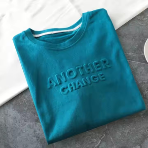 Recién llegado, camisetas de gran tamaño con hombros caídos a la moda, camiseta OEM transpirable en relieve para hombres con logotipo y diseño personalizados - Product Image 2