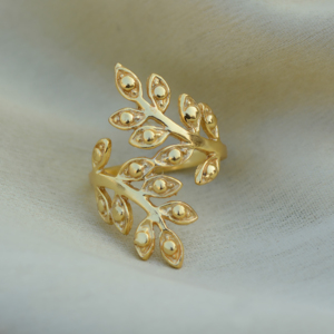 Boho <b>Leaf</b> Ring Brass Rings For Women 18k Gold Plated Nature Inspired Jewelry Floral Design Wholesale Rings - Product Image 2
