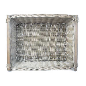 Panier tissé lavé gris avec manche en bois Panier De Rangement En Osier avec un design élégant - Product Image 2