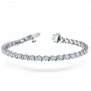 Brazalete de Tenis S-Link de Platino Premium con Diamantes de Corte Redondo - Product Image 1