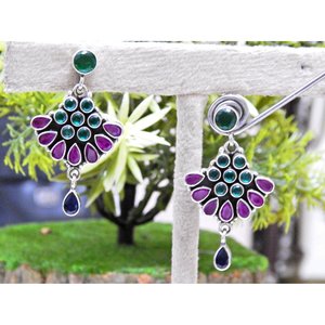 925 Sterling Silver <b>Earring</b> <b>Stud</b> Natural Garnet Ruby <b>Emerald</b> Faceted Gemstone Jewelry Gift with <b>Emerald</b> Ruby Sapphire - Product Image 4