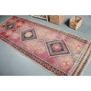3.3x9 ft <b>Runner</b> Turkish Vintage Rug, <b>Red</b> Patchwork Wool Rug - Product Image 1