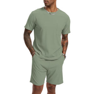 Wholesale Summer New Men Casual <b>Shorts</b> Sets Men 2 Piece Outfits <b>Button</b> <b>up</b> ShirtShort <b>Sleeve</b> and Drawstring <b>Shorts</b> for Men - Product Image 1