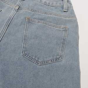 Jeans de Mujer de Cintura Alta con Bordado, Pierna Recta, Transpirables, con Bolsillos con Botones, Ecológicos - Product Image 6