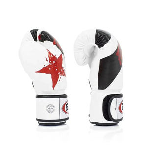 ถุงมือชกมวยแฟร์เท็กซ์สีขาวคุณภาพสูงระดับมืออาชีพ หนังแท้ สำหรับฝึกซ้อมและแข่งขัน ถุงมือชกมวยมืออาชีพ รับผลิตแบบ OEM - Product Image 4