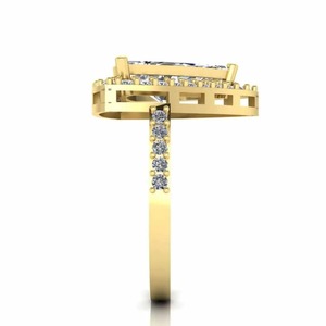 À la mode trillion coupe diamant or jaune 925 argent Sterling Halo ensemble bague de fiançailles pour les femmes mariage au prix de gros - Product Image 5