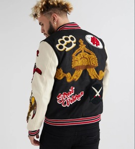 Vestes d'université en laine pour hommes, imprimées sur mesure, design baseball à manches longues, col à capuche, veste d'hiver unie vierge pour le travail pour Letterman - Product Image 2