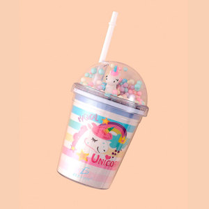 Bicchiere in Plastica Resistente con Design Cartoon, Cannuccia e Coperchio a Cupola per Feste e Servizio Caffè - Product Image 2