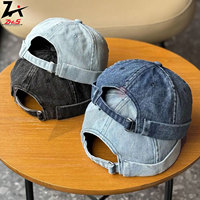 Gorro Docker de mezclilla lavada estilo retro, sin visera, color liso, vintage, estilo callejero, de pescador y marinero, con diseño de personaje, gorros de primavera con efecto abultado