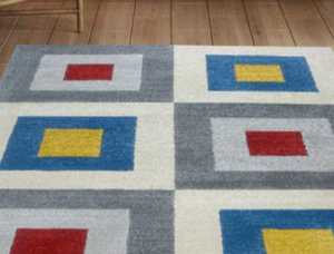 พรมปูพื้นขนสัตว์ทรงเรขาคณิตแบบตกแต่งด้วยมือปรับแต่งได้พรมขนสัตว์แฮนด์เมดสำหรับห้องนั่งเล่นมีหลายขนาดให้เลือก - Product Image 4