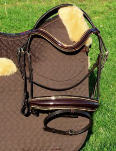 FREEWAY Sondage anatomique Stellar GOLD Crystal Piping Edge BLING Brevet Bridle - Product Image 3