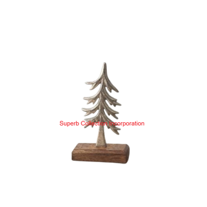 Estatuilla de Reno moderna, estatua de ciervo de aluminio plateado antiguo, Base Natural de mango de madera, adorno de mesa tallado, Navidad para el hogar - Product Image 2