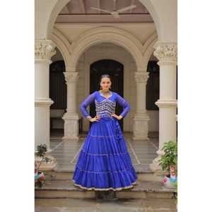 LAUNCHING NEW FESTIVE WEAR LEHENGA CHOLI FABRIC LEHERIYA PRINT WORK WITH ATTRACTIVE <b>GOTA</b> PATTI LACE - Product Image 1