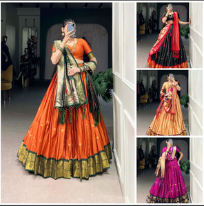 ผ้าไหมแจ็คการ์ดแบบดั้งเดิมที่มีคุณภาพสูง lehenga choli กับ dupatta เย็บด้วยไหวพริบสามารถรองรับได้ถึง42สำหรับงานปาร์ตี้ - Product Image 6