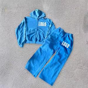 Sudadera con capucha recortada acogedora y elegante para mujer, ropa de calle completa con logotipo frontal de lana suave, tela de punto de invierno - Product Image 6