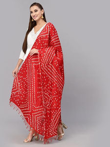 Trendmalls ผ้าไหม Chinon dupatta (D02-Red)-แห้งเร็วสไตล์ปาร์ตี้งานแต่งงานเสื้อผ้าปากีสถานใส่ปกติพอดีทั้งหมด - Product Image 4