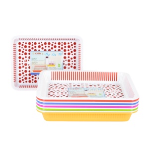 Plateau de drainage rectangulaire en plastique PP multicolore pour tasses et verres, avec design à trous de drainage, pour table basse de salon, station de boissons - Product Image 6