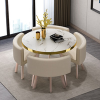 Ensemble de table de salle à manger moderne en marbre blanc or, idéal pour les petits espaces