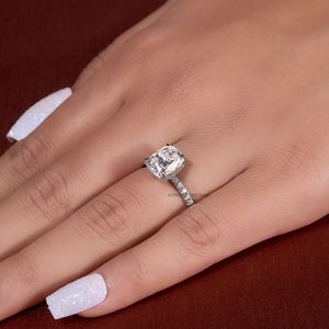 ซ่อนรัศมี3 CT เบาะตัด Moissanite แหวนเพชรแหวนหมั้นยาวเบาะตัดแหวนเจ้าสาวสำหรับเธอใน925เงินสเตอร์ลิง - Product Image 2