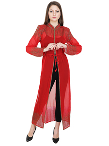 Flowy Hand-Embroidered Abaya Kaftan Woman Clothing <b>Front</b> <b>Open</b> Abaya <b>Cardigan</b> Coat Holidays Party Wear Wedding Celebration Jilbab - Product Image 3