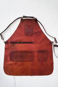 Bavoir LAN-0323 unisexe Tablier de travail en cuir d'usine personnalisé Tablier de cuisine en cuir noir véritable imperméable - Product Image 5