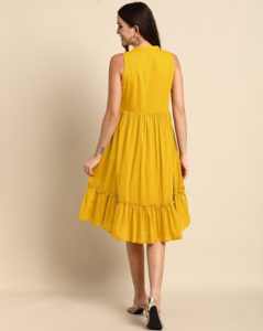 Trendmalls Vestido occidental hasta la rodilla sin mangas de rayón para mujer () - Product Image 4