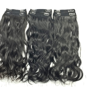 Clip en extensiones de cutícula virgen alineada Cabello crudo Onda de agua Rizado Cabello indio grueso en extensiones Cabello de la mejor calidad - Product Image 5