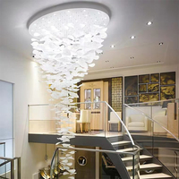 Lustres suspendus modernes en forme de feuille de lotus, réglables en hauteur, pour hôtel, escalier double hauteur, luminaires LED personnalisés, commande sans fil