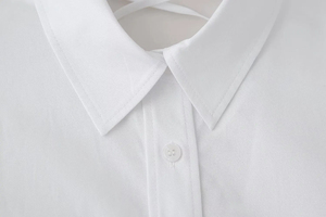 Women's Chic Chemise Blouses Tops Short Sleeve <b>White</b> Crop Top with Office Backless <b>Tie</b> Belt Eco-Friendly Short <b>White</b> Blouse - Product Image 3