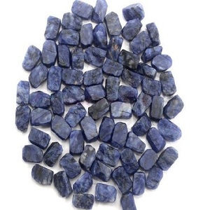 พลอยโซดาไลต์แท้10ชิ้นขนาด14-16มม. หินธรรมชาติคุณภาพดีเยี่ยมไม่มีการเจาะสำหรับทำเครื่องประดับหินหลวม - Product Image 1