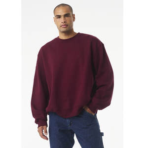 Bella Canvas New Fashion Custom Embroidery Logo Fleece Crew Neck <b>Black</b> Cotton <b>Plain</b> <b>Sweatshirt</b> for Men - Product Image 1