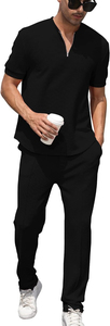 Chándales personalizados de punto informales de manga corta con cuello redondo para hombre Nuevo fabricante Traje de verano Conjunto de dos piezas en alta demanda - Product Image 6