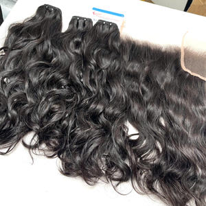 Venta al por mayor Raw Ondulado Vietnamita Extensiones de cabello humano Tejido en Stock Combo Raw Hair Bundles Frontal - Product Image 3