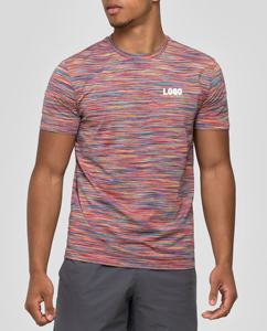 T-shirts en élasthanne ultra-mince et respirants arc-en-ciel pour hommes T-shirts d'exercice réfléchissants avec logo personnalisé Slim Fitness Sport Design - Product Image 6