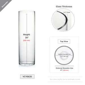 VCY0620 - Vase en verre cylindrique - 6 x 20 - Product Image 5