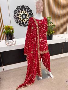 Einführung neuer Designer Party-Look-Top-Pant und Dupatta-Set vollständig genäht, tragbarer Kleid anzug traditioneller <span class=keywords><strong>Punjabi</strong></span>-Anzug