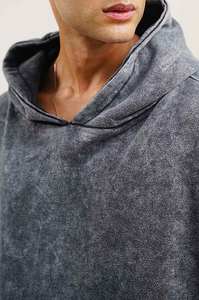 High Quality 100% Cotton Winter Hoodie <b>Men</b> Oversized Drop Shoulder Washed Heavyweight Fleece Eco-Friendly Breathable Custom - Product Image 5
