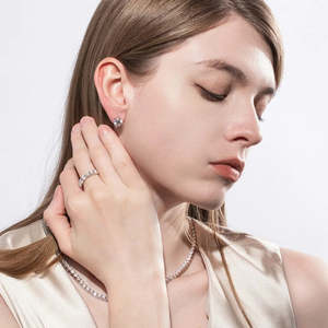 NOVAMART Fine Zarkan Soul Shine <b>Silver</b> <b>Stud</b> <b>Earrings</b> Gold Plating Vintage Trendy Geometric Design Featuring Zircon Pearl Main fo - Product Image 3