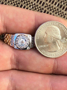 Bijoux fantaisie bicolores pour hommes en argent sterling 925 massif et or jaune 18 carats Bague en diamant moissanite Bague flexible - Product Image 3