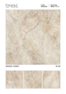 กระเบื้องพอร์ซเลนลายเรียบแบบด้าน ขนาด 600x600 มม. ทนทาน ติดตั้งง่ายด้วยกาว ใช้ปูพื้นและผนัง ดีไซน์แกะสลักตกแต่ง เหมาะสำหรับห้องพักในโรงแรมและวิลล่า - Product Image 3