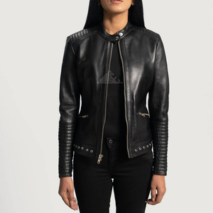 Vestes en cuir de moto pour femmes de haute qualité, vêtements d'extérieur de motard sur mesure élégants pour l'hiver et l'automne, mode féminine - Product Image 2