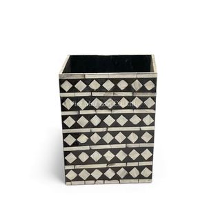 Juego de Jarrón Decorativo de Nácar Negro de Lujo Hecho a Mano con Cubo de Basura o Maceta a Juego, Incrustaciones de Concha Decorativas de Vietnam - Product Image 2
