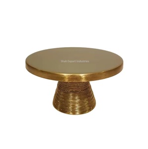 แท่นวางเค้กโลหะทรงกลมเคลือบทองพร้อมฐานกิ่งทองสำหรับปาร์ตี้วันเกิดงานแต่งงานถ้วยบนโต๊ะแท่นวางเค้ก - Product Image 2