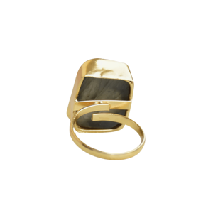 Anillo de Labradorita en Bruto, Chapado en Oro de 24K, Anillo de Piedra Preciosa Natural, Joyería de Moda Hecha a Mano - Product Image 2